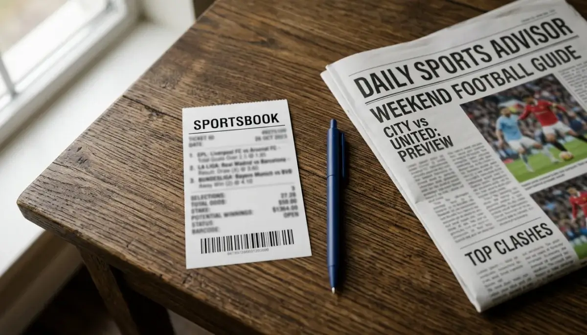 Sázkový tiket na stole vedle sportovního programu a pera