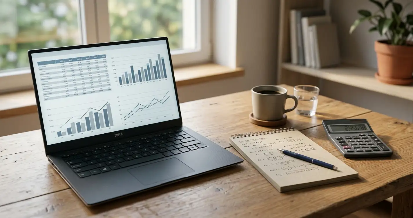 Analytický přístup k live sázkám – notebook s daty a grafy na pracovním stole